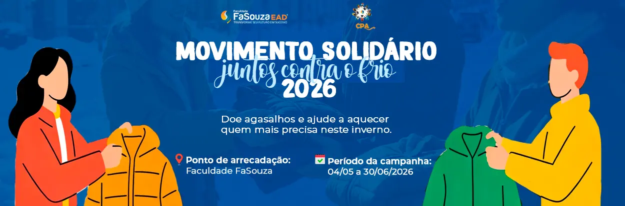 Duas pessoas trocando um agasalho verde — Campanha do Agasalho FaSouza 2026